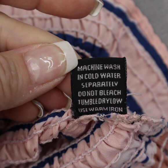 Style House Shirt Womens L Multicolor Stripe Cropped Stretch Smocked Tube Top - Picture 11 of 12